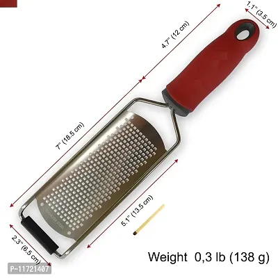 we3 Cheese Grater - Lemon Zester Grater - Stainless Steel Hand Grater for Kitchen - Easy for Parmesan Citrus Ginger Cheese Chocolate Lemon - Red-thumb2