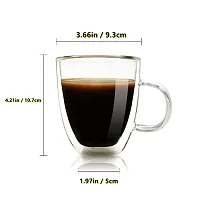 we3 Double Walled Glass Coffee Mugs with Handle,350ml Insulated Coffee Cups,Clear Borosilicate Glass Mugs,Perfect for Cappuccino,Tea,Latte,Hot Beverage (Pack of 1)-thumb1