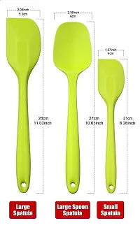 we3 Silicone Spatula Set 3-Piece Set, Baking Spoon & Spatulas, Silicone Turner Spatula, Non-Stick Rubber Spatulas Created for Cooking, Baking and Mixing with Stainless Steel Core (Green)-thumb1