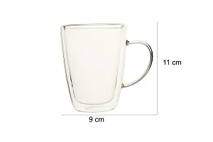 we3 Glass Coffee Mugs(350 ml) Double Wall Clear Coffee Cappuccino Cups with Handles, Large Size Tea Mugs for Beverages,Latte,Beer (27A Pack of 1)-thumb1