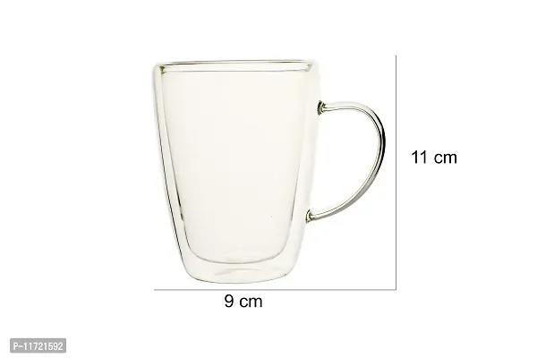 we3 Glass Coffee Mugs(350 ml) Double Wall Clear Coffee Cappuccino Cups with Handles, Large Size Tea Mugs for Beverages,Latte,Beer (27A Pack of 1)-thumb2