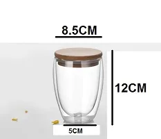 we3 Double Wall Thermal Insulated Mug for Drinking Tea,Coffee,Espresso,Juice,Wine,Latte, Cappuccino Stackable Glass Cup with Bamboo Lid 350 ML Each. (Pack of 1)-thumb4