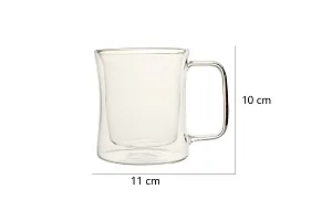 we3 Double Wall Thermal Insulated Mug for Drinking Tea,Coffee,Espresso,Juice,Wine,Latte, Cappuccino Stackable Glass Cup with Handle 400 ML Each. (23A Pack of 1)-thumb2