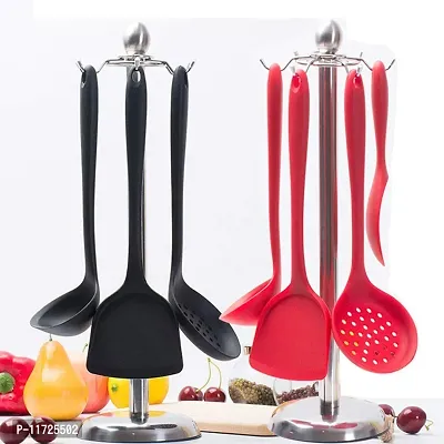 we3 Silicone Spatula Set of 4 Versatile Tools Cooking, Baking and Mixing Non-Stick & Heat Resistant (Red)-thumb3