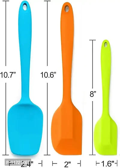 we3 Silicone Spatula Set 3-Piece Set, Baking Spoon & Spatulas, Silicone Turner Spatula, Non-Stick Rubber Spatulas Created for Cooking, Baking and Mixing with Stainless Steel Core (Multi)-thumb2