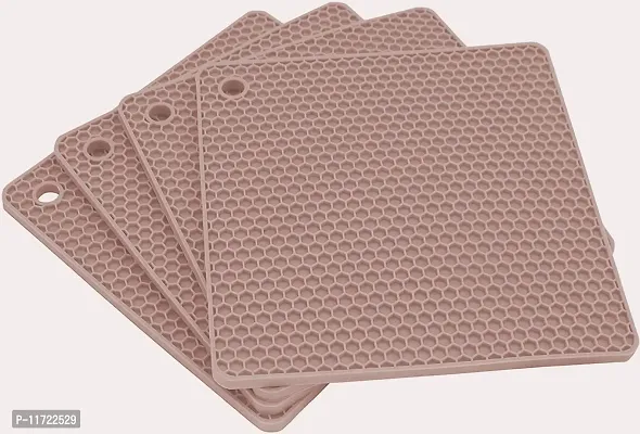 we3 Silicone Trivet Pot Mat for Countertop Trivets Pads Heat Resistant Table Placemats (Pack of 4 Brown)