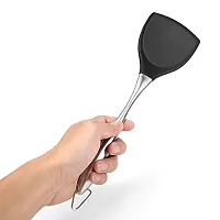we3 Non-Stick Silicone Spatula - 500?F(260?C) Heat Resistant Seamless SIliconeSpatulas with Stainless Steel Core Kitchen Utensils for Cooking|35.5cm L & 10.2cm W Steel Spatula Black| (Black)-thumb3