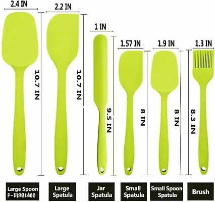 we3 Silicone Spatula,6 Piece Non-Scratch Heat Resistant Silicone Spatula with Stainless Steel Core,Non Stick and Good Grips Spatulas for Cooking,Baking and Mixing (Green)-thumb2