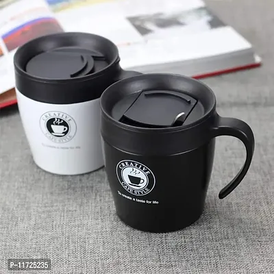 we3 Insulated Coffee Mug Stainless Steel Coffee Mug with Lid Handle Double Wall Vacuum Travel Mug Camping Tumbler Cup Men Women 330ml (White, Pack of 1)-thumb5