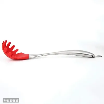 we3 Pasta Fork Stainless Steel Spaghetti Server|Pasta Server 32CM Long| (RED)-thumb3