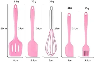 we3 Silicone Cooking Utensils Set, Kitchen Utensils Include Silicone Spatula Set, Turner, Brush, Whisk, Heat Resistant Non-Stick Cooking Tools (Pink)-thumb1