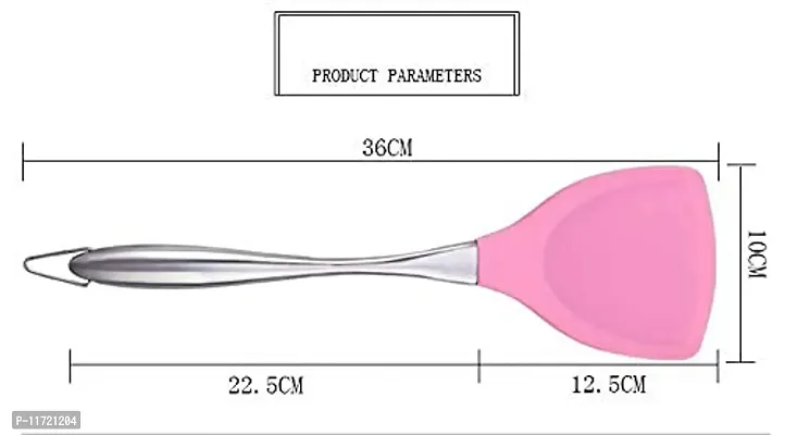 we3 Premium Silicone Wok Turner BPA Free 480F Spatula Stainless Steel Handle for Non Stick Cookware Pink Pack of 2-thumb2