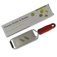 we3 Cheese Grater - Lemon Zester Grater - Stainless Steel Hand Grater for Kitchen - Easy for Parmesan Citrus Ginger Cheese Chocolate Lemon - Red-thumb2