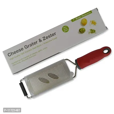 we3 Cheese Grater - Lemon Zester Grater - Stainless Steel Hand Grater for Kitchen - Easy for Parmesan Citrus Ginger Cheese Chocolate Lemon - Red-thumb3