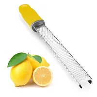 we3 Lemon Zester & Cheese Grater Dishwasher Safe Heavy-Duty Stainless Steel Blade for Extra-Fine Flakes Hard & Soft Cheeses,Veggies,Fruits,Roots,Spices,Chocolates. (Yellow)-thumb3