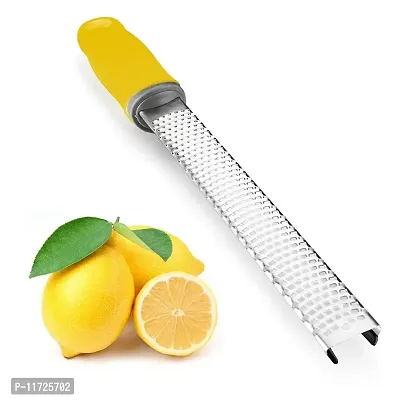 we3 Lemon Zester & Cheese Grater Dishwasher Safe Heavy-Duty Stainless Steel Blade for Extra-Fine Flakes Hard & Soft Cheeses,Veggies,Fruits,Roots,Spices,Chocolates. (Yellow)-thumb4