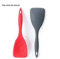 we3 Silicone Rice Paddle Rice Potato Food Service Spoon Heat-Resistant Rice Spatula Non-Stick Rice Spoon Rice Scoop Kitchen Utensils for Rice Mashed Potato (Pack of 2, Red)-thumb3