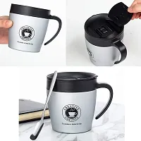 we3 Travel Coffee Mug with Handle 350ml Insulated Coffee Cup Stainless Steel Coffee Tumbler Reusable with Lid and Steel Spoon 1 Piece(White)-thumb3