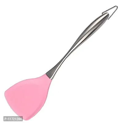 we3 Premium Silicone Wok Turner BPA Free 480F Spatula Stainless Steel Handle for Non Stick Cookware Pink Pack of 2-thumb0