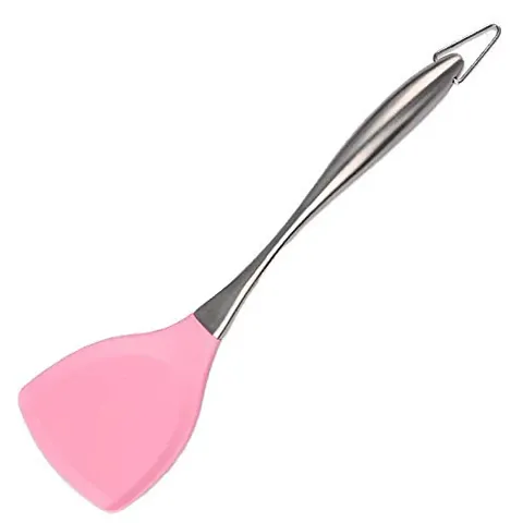 we3 Premium Silicone Wok Turner BPA Free 480F Spatula Stainless Steel Handle for Non Stick Cookware