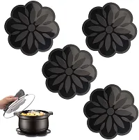 we3 Silicone Trivet Mats - Hot Pads Spoon Rest Multipurpose Trivet for Hot Dishers Heat Resistant Food Grade Silicone-Black-Set of 4-thumb4