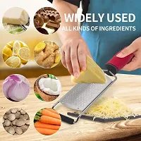 Hakubha Sales Cheese Grater - Lemon Zester Grater - Stainless Steel Hand Grater for Kitchen - Easy for Parmesan Citrus Ginger Cheese Chocolate Lemon - Red-thumb3