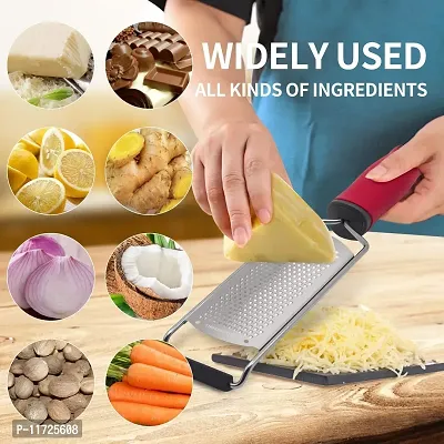 Hakubha Sales Cheese Grater - Lemon Zester Grater - Stainless Steel Hand Grater for Kitchen - Easy for Parmesan Citrus Ginger Cheese Chocolate Lemon - Red-thumb4