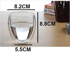 we3 Double Wall Thermal Insulated Glass Cup for Drinking Tea, Coffee, Espresso, Juice, Wine, Latte, Cappuccino, 250 ml Each-thumb3