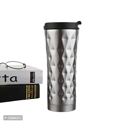 we3 Classic Insulated Tumbler with Flip Lid Stainless Steel Water Bottle Iced Coffee Travel Mug Cup, 500ml (Grey, Pack of 1)