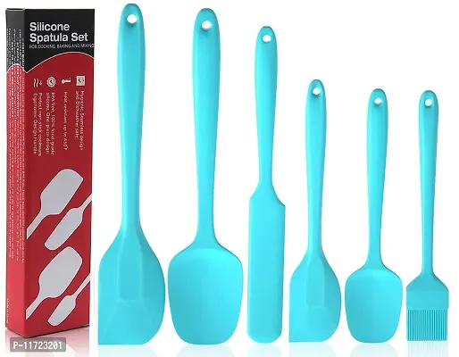 we3 Silicone Spatula,6 Piece Non-Scratch Heat Resistant Silicone Spatula with Stainless Steel Core,Non Stick and Good Grips Spatulas for Cooking,Baking and Mixing (Blue)