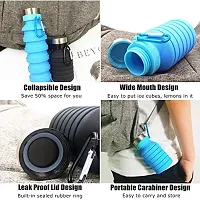 we3 BPA-Free Food-Grade Silicone Collapsible Reusable Portable Foldable Leak Proof Water Bottle for Travel Camping Hiking Gym Sports (18oz, Blue, Pack of 1 Bottle)-thumb2