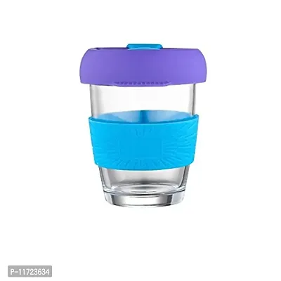 we3 Coffee Cup with Lid, Reusable Coffee Mug with Non-Slip Sleeve, Coffee Tumbler with BPA-Free Safe Material, Dishwasher& Microwave Safe, 350 ML (Blue, Pack of 1)