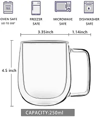 we3 Double Wall Glass Coffee Mugs 8 oz, 250ML Glass Insulated Coffee Mugs, Glass Coffee Mugs for Americano, Latte, Beverage, Cappuccino, Espresso (Pack of 1)-thumb1