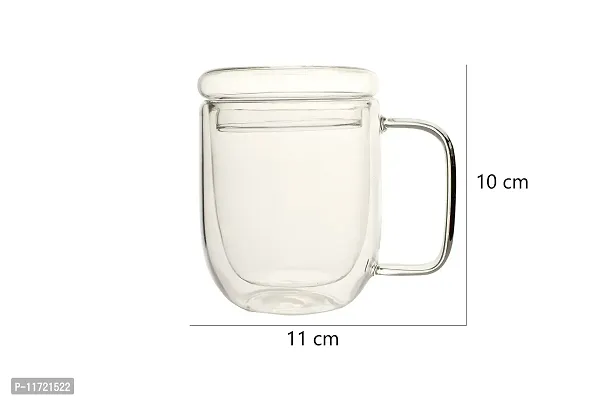 we3 Double Wall Thermal Insulated Mug for Drinking Tea,Coffee,Espresso,Juice,Wine,Latte, Cappuccino Stackable Glass Cup with Handle 250 ML Each. (19A Pack of 1)-thumb2