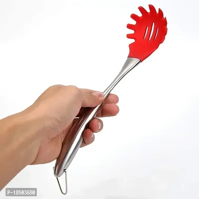 we3 Pasta Fork Stainless Steel Spaghetti Server|Pasta Server 32CM Long| (RED)-thumb2