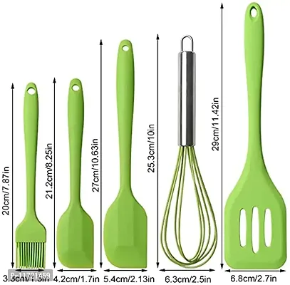 we3 Silicone Cooking Utensils Set, Kitchen Utensils Include Silicone Spatula Set, Turner, Brush, Whisk, Heat Resistant Non-Stick Cooking Tools (Green)-thumb2