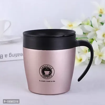 we3 Travel Coffee Mug with Handle 350ml Insulated Coffee Cup Stainless Steel Coffee Tumbler Reusable with Lid and Steel Spoon 1 Piece(Pink)-thumb5