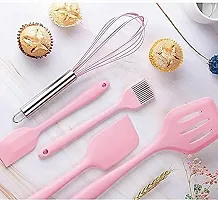 we3 Silicone Cooking Utensils Set, Kitchen Utensils Include Silicone Spatula Set, Turner, Brush, Whisk, Heat Resistant Non-Stick Cooking Tools (Pink)-thumb2