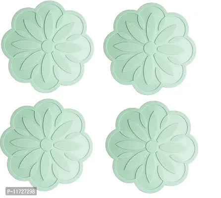 we3 Silicone Trivet Mats - Hot Pads Spoon Rest Multipurpose Trivet for Hot Dishers Heat Resistant Food Grade Silicone-Green-Set of 4