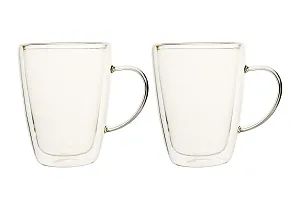 we3 Glass Coffee Mugs(350 ml) Double Wall Clear Coffee Cappuccino Cups with Handles, Large Size Tea Mugs for Beverages,Latte,Beer (27A Pack of 1)-thumb4