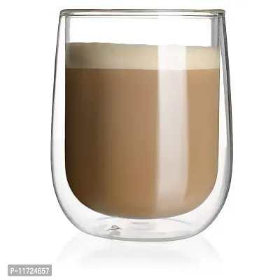we3 Insulated Double Wall Glasses ? Durable 180 ml Coffee Glasses | Tea Cups | Latte Glasses | Double Wall Coffee Cups |Double Wall Glass Coffee Mugs(Pack of 1)-thumb0