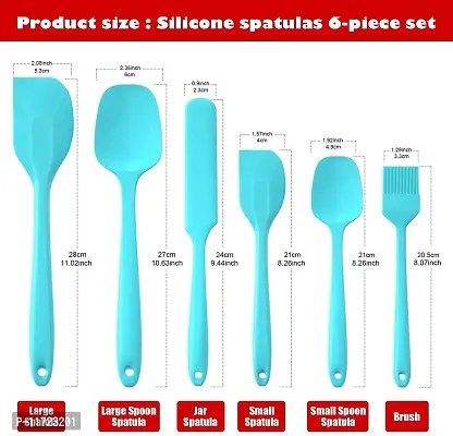 we3 Silicone Spatula,6 Piece Non-Scratch Heat Resistant Silicone Spatula with Stainless Steel Core,Non Stick and Good Grips Spatulas for Cooking,Baking and Mixing (Blue)-thumb2