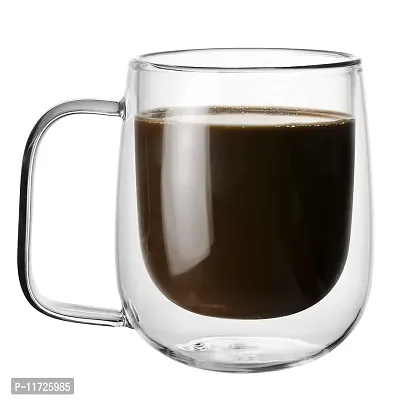 we3 Double Wall Glass Coffee Mugs 8 oz, 250ML Glass Insulated Coffee Mugs, Glass Coffee Mugs for Americano, Latte, Beverage, Cappuccino, Espresso (Pack of 1)