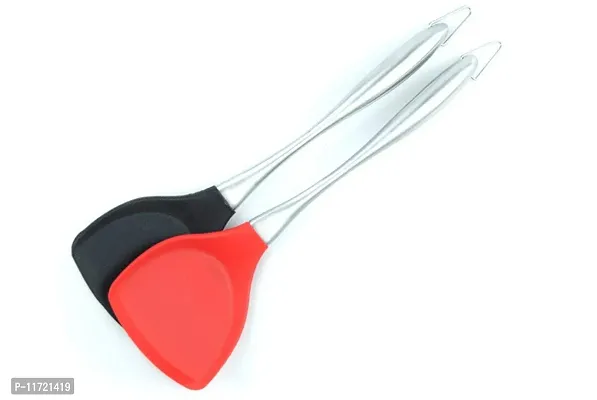 we3 Premium Silicone Wok Turner BPA Free 480F Spatula Stainless Steel Handle for Non Stick Cookware Mix Pack of 2-thumb5