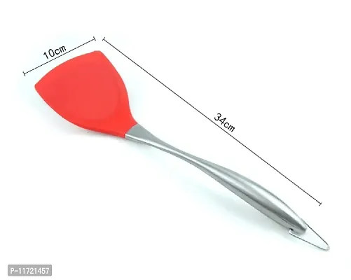 we3 Premium Silicone Wok Turner BPA Free 480F Spatula Stainless Steel Handle for Non Stick Cookware Red Pack of 2-thumb2