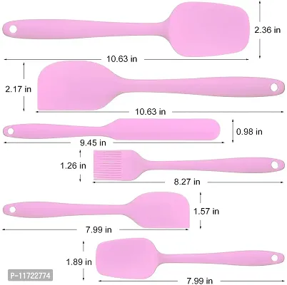 we3 Silicone Spatula,6 Piece Non-Scratch Heat Resistant Silicone Spatula with Stainless Steel Core,Non Stick and Good Grips Spatulas for Cooking,Baking and Mixing (Pink)-thumb2