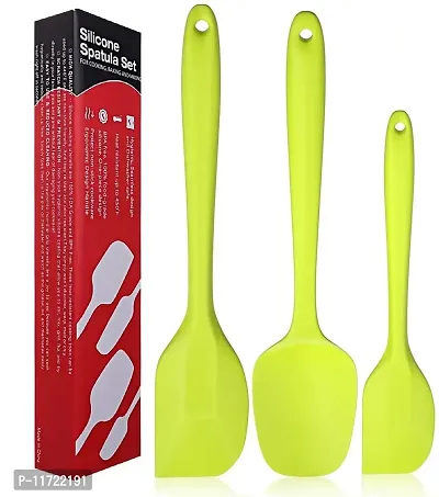 we3 Silicone Spatula Set 3-Piece Set, Baking Spoon & Spatulas, Silicone Turner Spatula, Non-Stick Rubber Spatulas Created for Cooking, Baking and Mixing with Stainless Steel Core (Green)