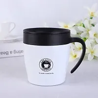 we3 Travel Coffee Mug with Handle 350ml Insulated Coffee Cup Stainless Steel Coffee Tumbler Reusable with Lid and Steel Spoon 1 Piece(White)-thumb1