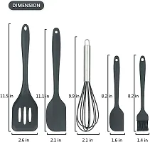 we3 Silicone Cooking Utensils Set, Kitchen Utensils Include Silicone Spatula Set, Turner, Brush, Whisk, Heat Resistant Non-Stick Cooking Tools (Black)-thumb1