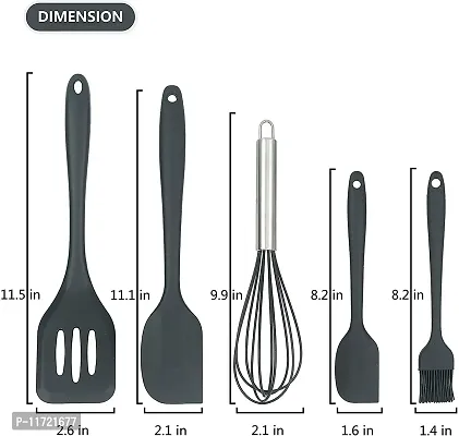 we3 Silicone Cooking Utensils Set, Kitchen Utensils Include Silicone Spatula Set, Turner, Brush, Whisk, Heat Resistant Non-Stick Cooking Tools (Black)-thumb2